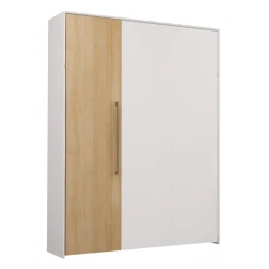 Lit escamotable queen - blanc et naturel