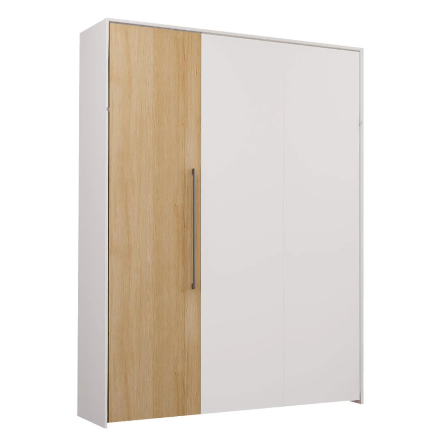 Lit escamotable queen - blanc et naturel