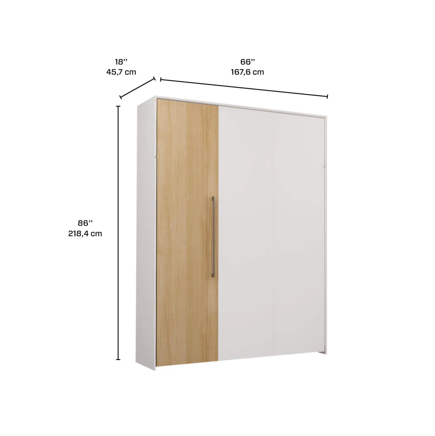 Lit escamotable queen - blanc et naturel
