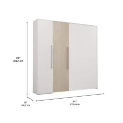 Lit escamotable queen et unité de rangement - blanc et gris