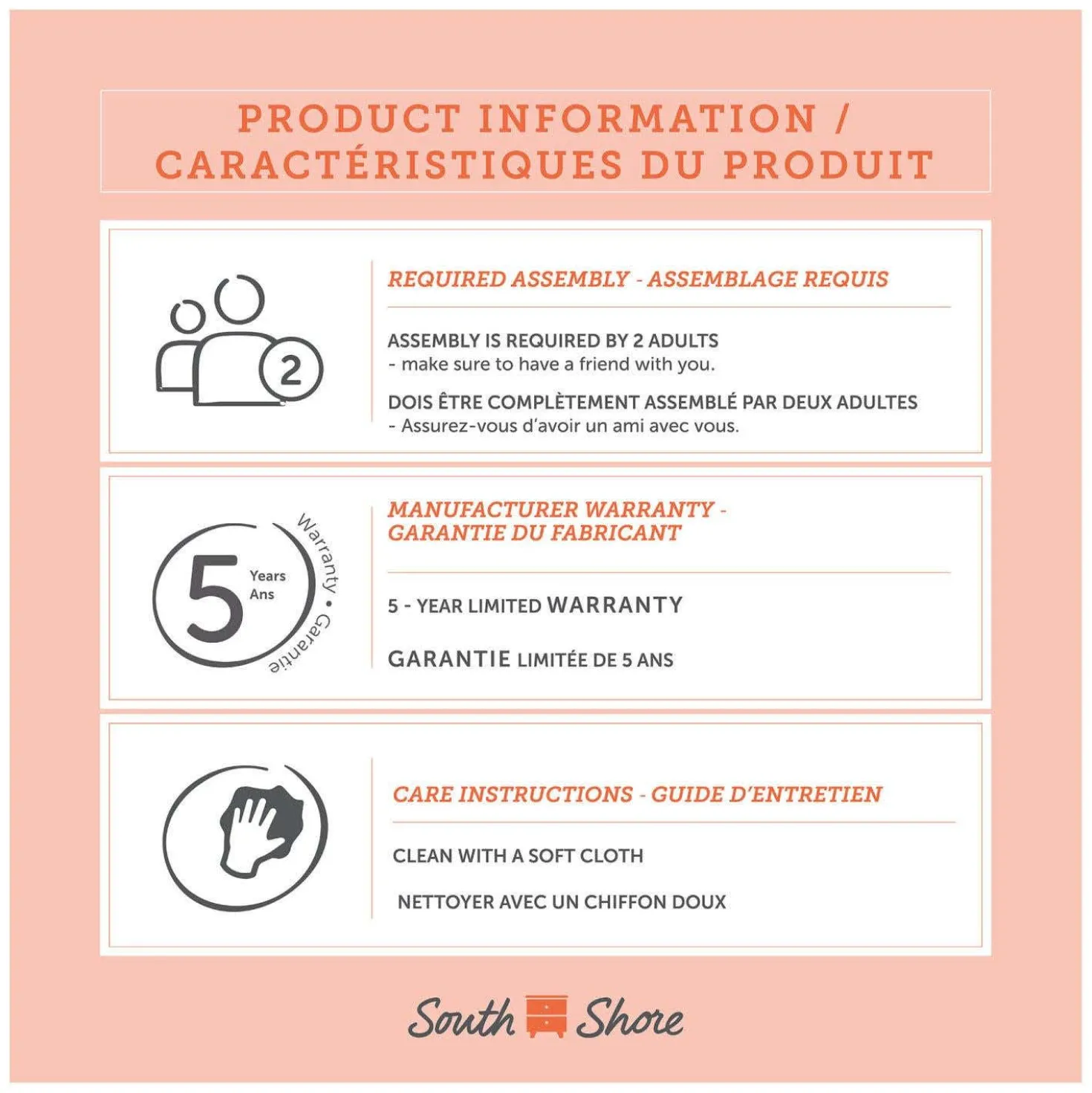 Lit simple avec rangement 3 tiroirs (39") - South Shore
