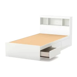 Lit simple avec rangement 3 tiroirs et tête de lit (39