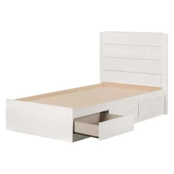 Lit simple avec rangement 3 tiroirs et tête de lit (39