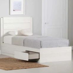 Lit simple avec rangement 3 tiroirs et tête de lit (39