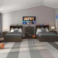 Lit simple avec rangement 3 tiroirs et tête de lit (39")