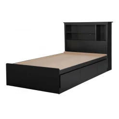 Lit simple avec rangement 3 tiroirs et tête de lit (39