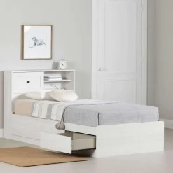 Lit simple avec rangement 3 tiroirs et tête de lit (39