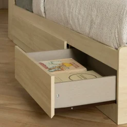 Lit simple avec rangement 3 tiroirs et tête de lit (39