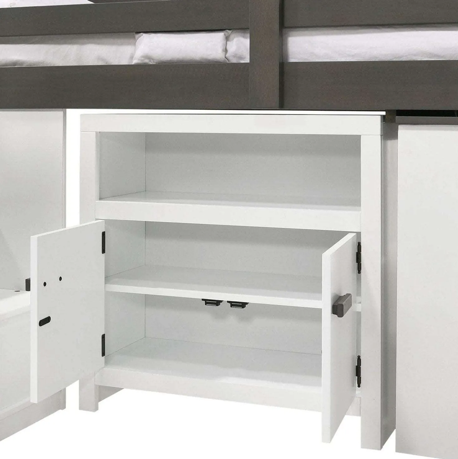 Lit simple mezzanine avec rangement et bureau (39") 5 mcx