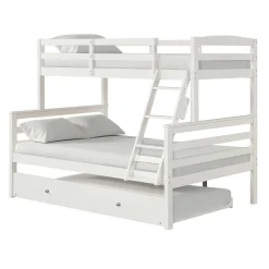 Lit superposé blanc avec lit gigogne - 39"/54"