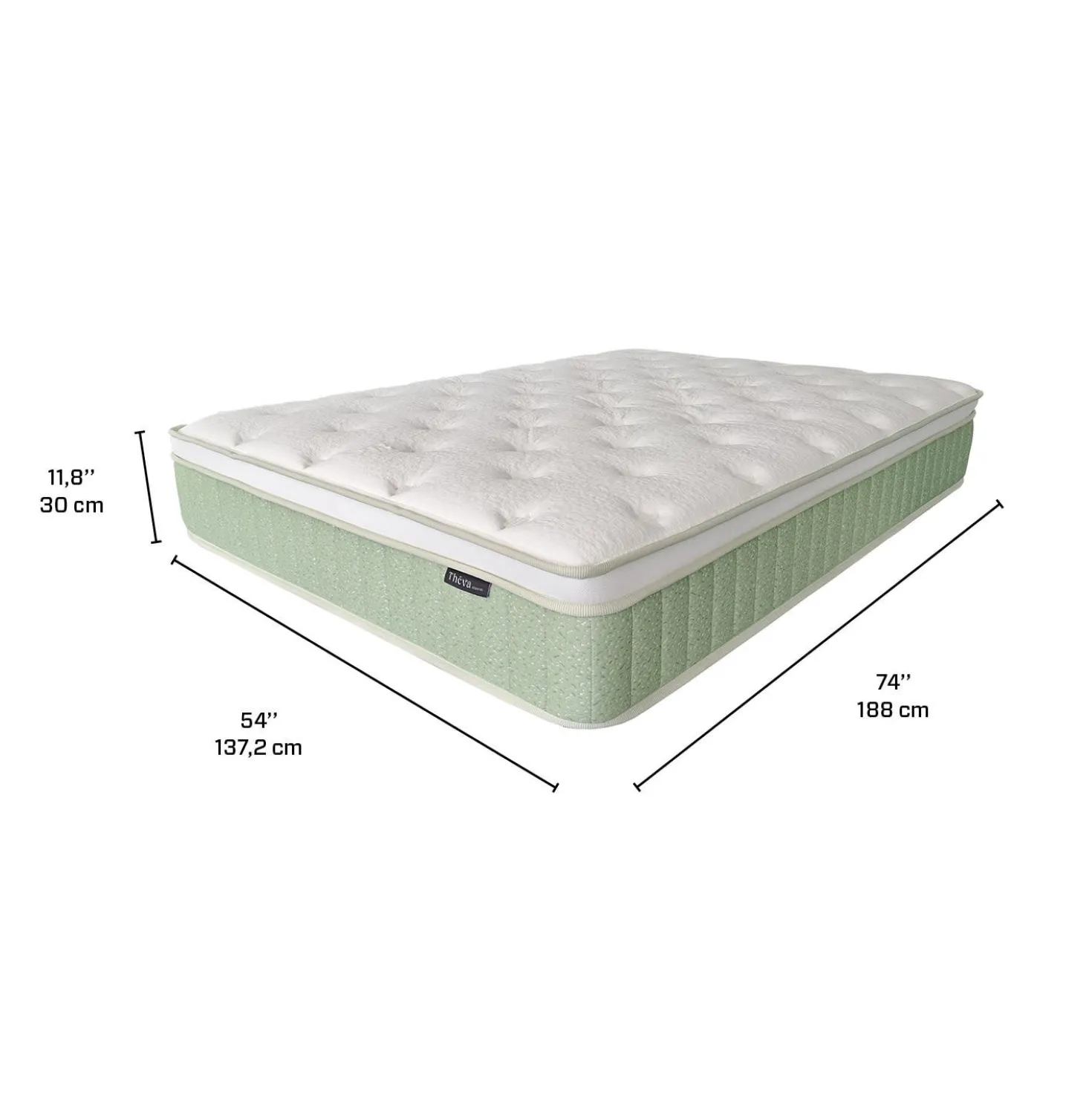 Matelas double roulé hybride semi-ferme - 54"