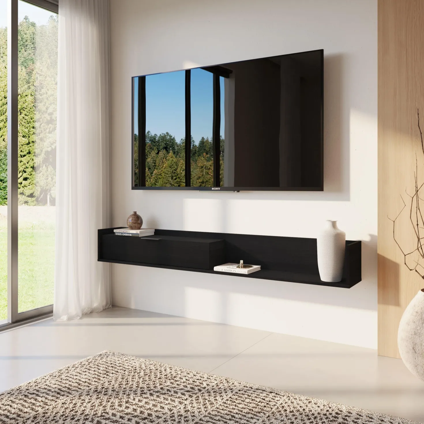 Meuble télé mural avec rangement 72" - Nexera