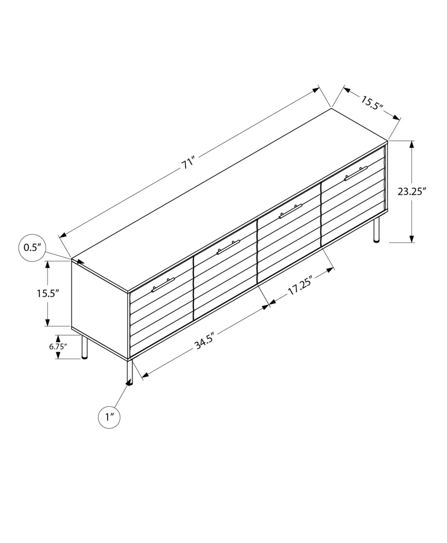 Meuble TV 72" - Monarch