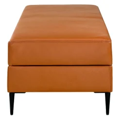 Ottoman en cuir véritable avec rangement - cognac