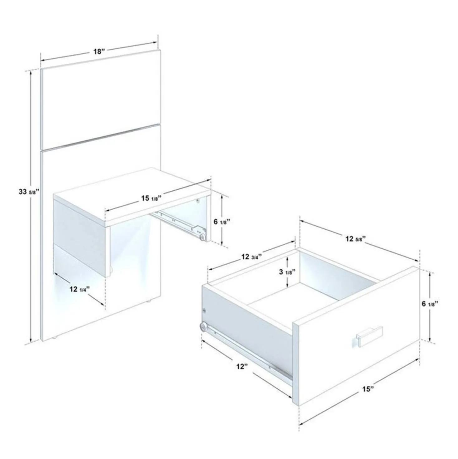 Panneaux avec 2 tables de chevet intégrées pour lits queen - taupe