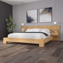 Panneaux avec 2 tables de chevet intégrées pour lits queen - naturel