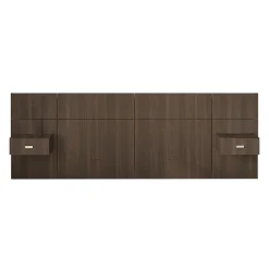 Panneaux avec 2 tables de chevet intégrées pour lits double - taupe