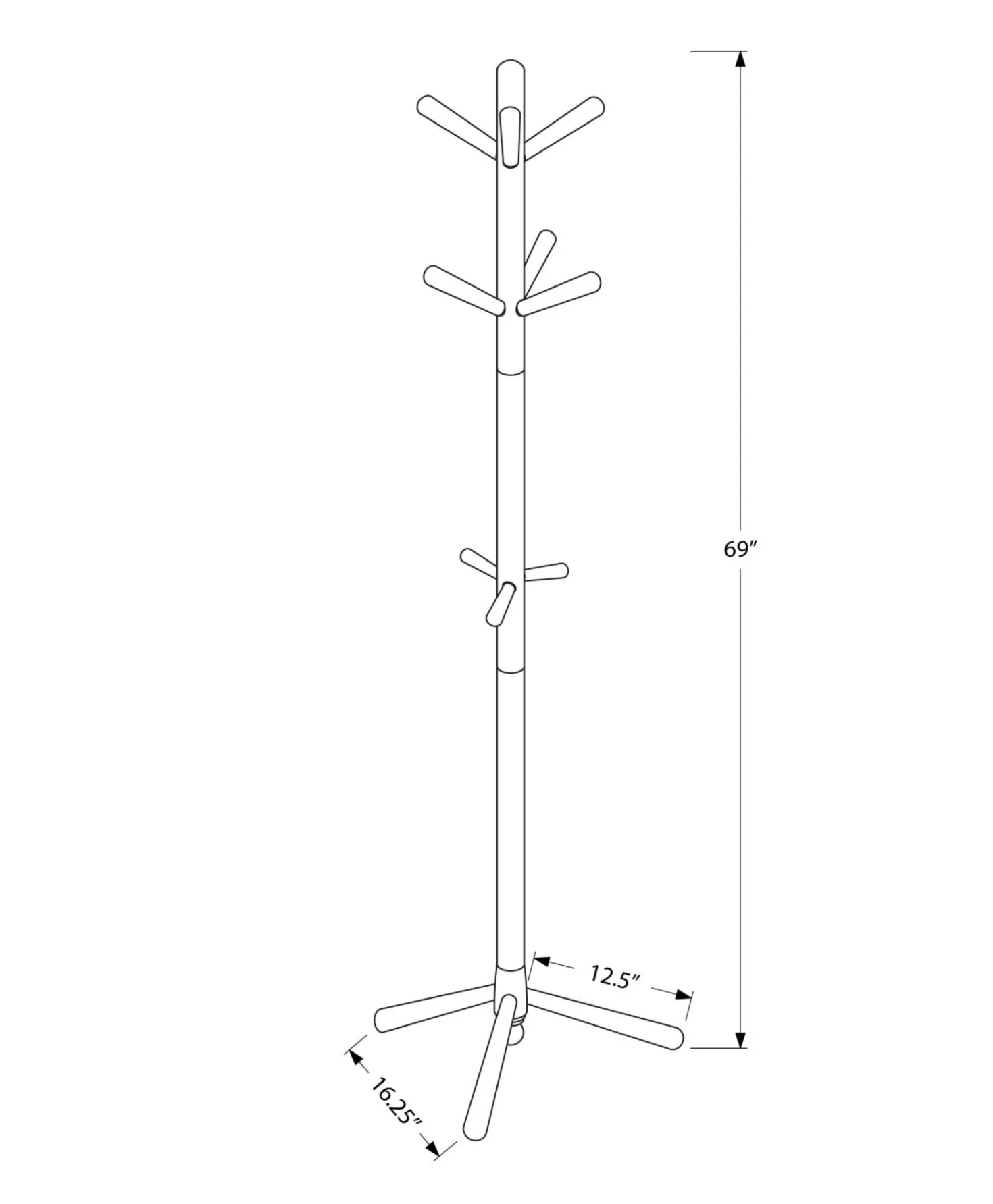 Patère - 69"H, style contemporain en bois espresso