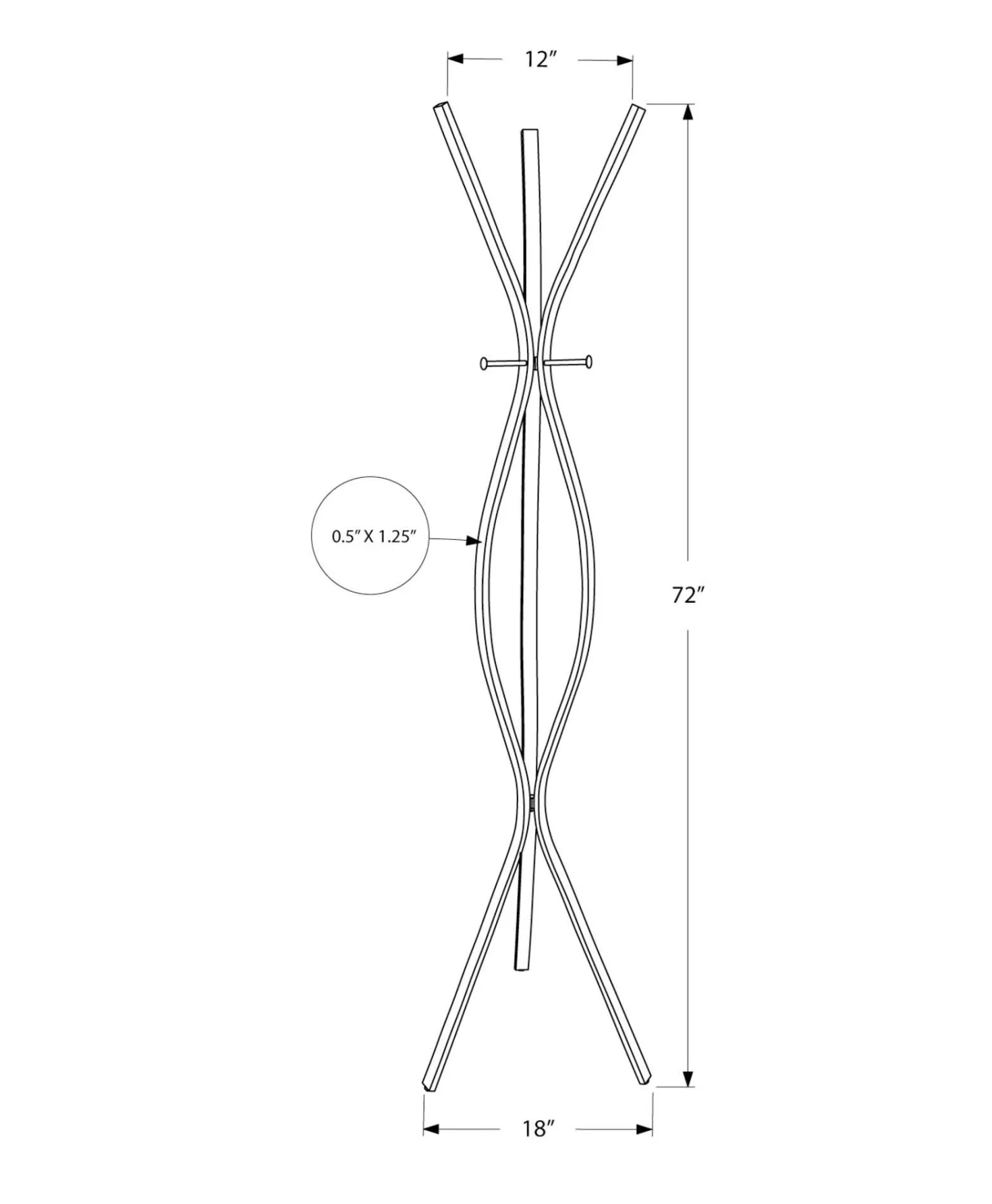 Patère - 72"H, style contemporain métal noir