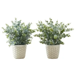 Plante artificielle - 2mcx, 13"H eucalyptus/gazon pot 4"