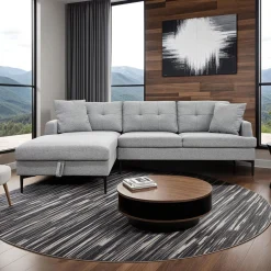 Sectionnel avec chaise longue à gauche et rangement