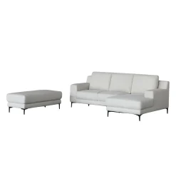 Sectionnel avec chaise longue à droite et ottoman - beige