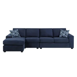 Sectionnel avec chaise longue réversible - bleu