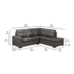 Sectionnel causeuse en cuir véritable - Chaise longue à droite
