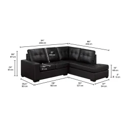Sectionnel causeuse en cuir véritable - Chaise longue à droite
