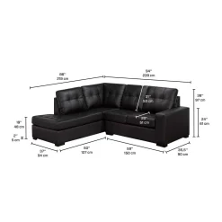 Sectionnel causeuse en cuir véritable - Chaise longue à gauche