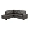 Sectionnel causeuse en cuir véritable - Chaise longue à gauche