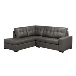 Sectionnel causeuse en cuir véritable - Chaise longue à gauche
