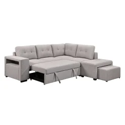 Sectionnel convertible avec chaise longue, rangement et 2 ottomans amovibles
