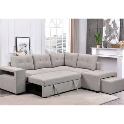 Sectionnel convertible avec chaise longue, rangement et 2 ottomans amovibles