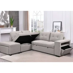 Sectionnel convertible avec chaise longue, rangement et 2 ottomans amovibles