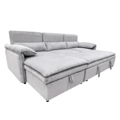 Sectionnel convertible avec chaise longue côté gauche et rangement - gris