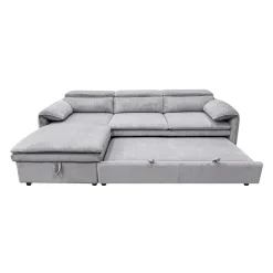 Sectionnel convertible avec chaise longue côté gauche et rangement - gris