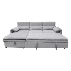 Sectionnel convertible avec chaise longue côté gauche et rangement - gris