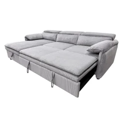 Sectionnel convertible avec chaise longue côté gauche et rangement - gris