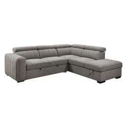 Sectionnel convertible avec chaise longue à droite, appuis-tête ajustables et rangement