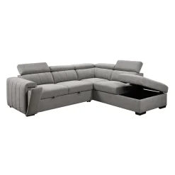 Sectionnel convertible avec chaise longue à droite, appuis-tête ajustables et rangement