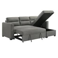 Sectionnel convertible et réversible avec rangement - gris