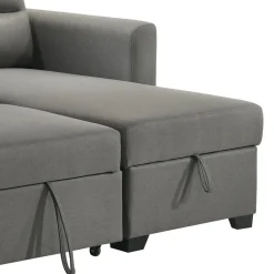 Sectionnel convertible et réversible avec rangement - gris