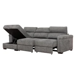Sectionnel convertible électrique à sièges coulissants et chaise longue avec rangement