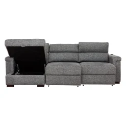 Sectionnel convertible électrique à sièges coulissants et chaise longue avec rangement