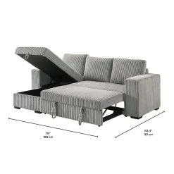 Sectionnel convertible réversible en velours côtelé avec rangement