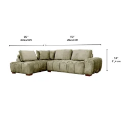 Sectionnel de style guimauve avec chaise longue à gauche - sauge