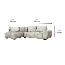 Sectionnel de style guimauve avec chaise longue à gauche - gris
