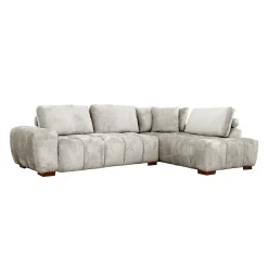 Sectionnel de style guimauve avec chaise longue à droite - gris