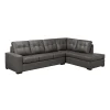 Sectionnel en cuir véritable - Chaise longue à droite